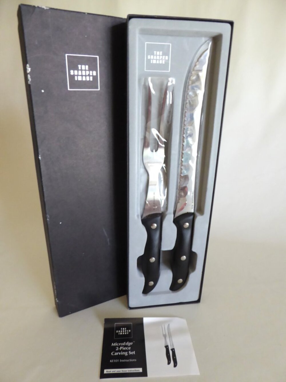 NEW SHARPER IMAGE MICRO EDGE FORK KNIFE MEAT CARVING SET